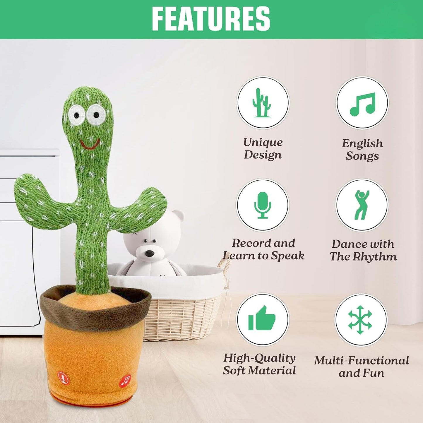 Talking Cactus Plush – Repeats What You Say & Dances